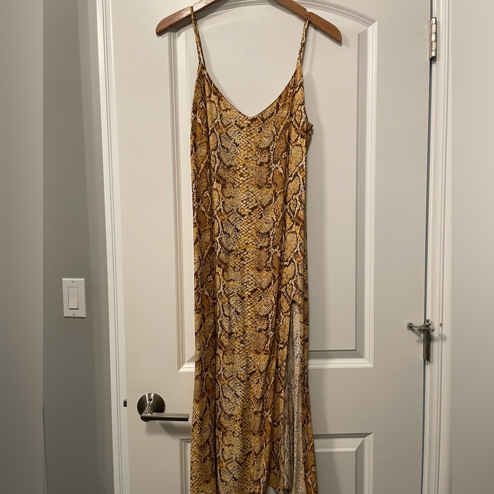 Reformation snake print midi dress